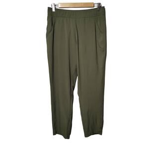 Eddie Bauer Women's Sz M Green Performance Hiking Pants Pull On Elastic Waist